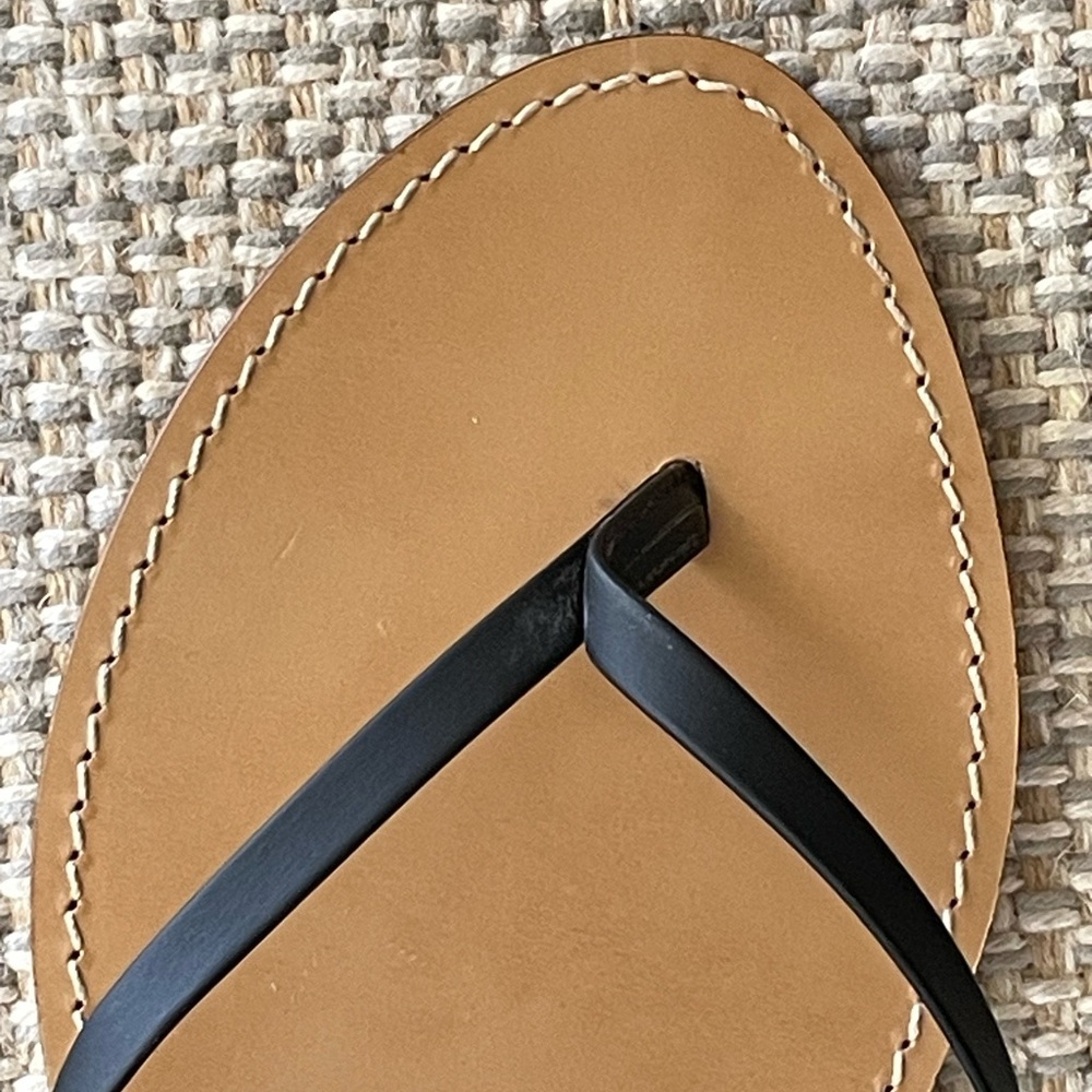 J. Crew Italian Leather Black Thong Sandals - Picture 3 of 6